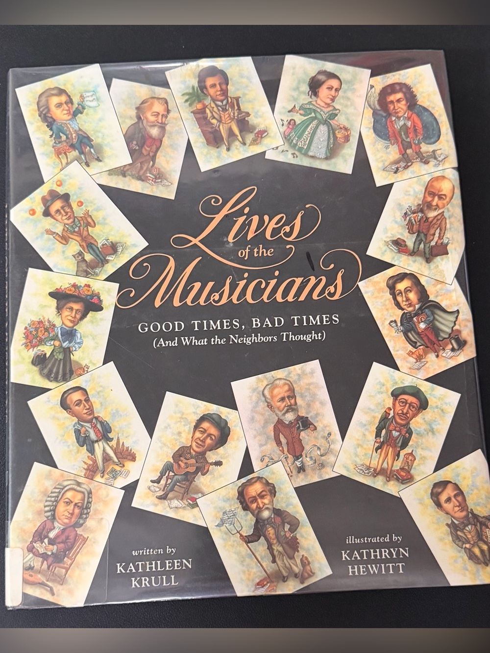 Lives of the Musicians Hardcover Book - Black Cover with Colorful Illustrations